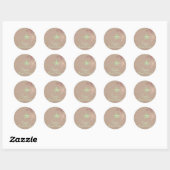 Bruine moderne bloemensticker ronde sticker (Vel)
