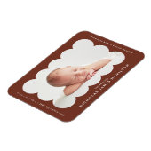 Bruine moderne gegolfde kader geboorteaankondiging magneet (Linkerzijde)