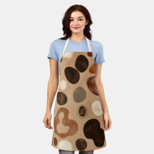 Bruine moderne kunststroomvormen all-over print sc schort