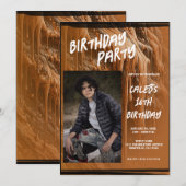 Bruine Moderne Verjaardag Modder Foto Kaart (Voorkant / Achterkant)