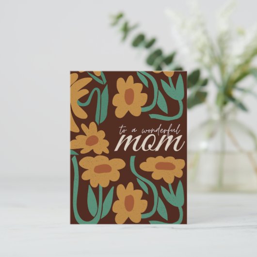 Bruine Moederdag Briefkaart (Staand voorkant)