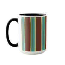 Bruine Mok Cup met Turquoise, Zwart & Beige