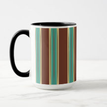 Bruine Mok Cup met Turquoise, Zwart & Beige