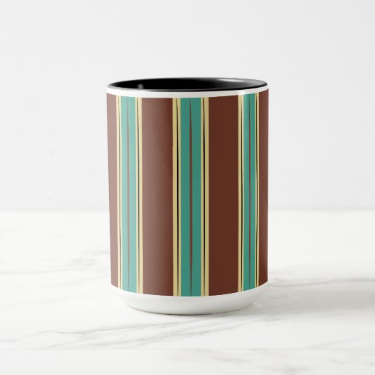 Bruine Mok Cup met Turquoise, Zwart & Beige (Midden)