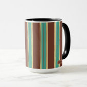 Bruine Mok Cup met Turquoise, Zwart & Beige (Voorkant rechts)