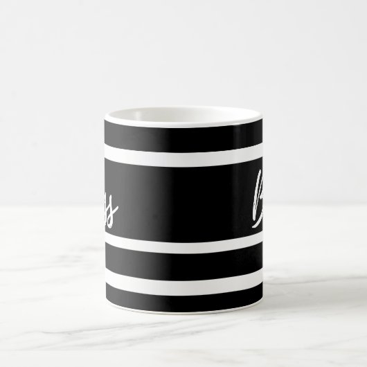 Bruine Mok, zwarte en witte strepen Koffiemok (Center)