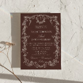Bruine Monogram Bloemrijke Chocolade Bruidspaar Kaart