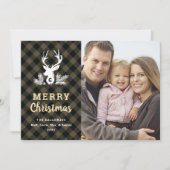 Bruine Monogram met kerstkaart (Voorkant)