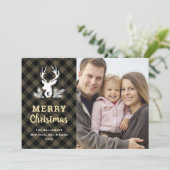 Bruine Monogram met kerstkaart (Staand voorkant)