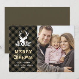 Bruine Monogram met kerstkaart
