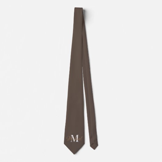 Bruine Monogramed Necktie Stropdas (Voorkant)