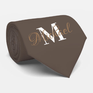 Bruine Monogramed Necktie Stropdas