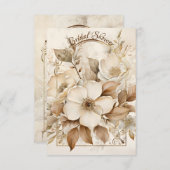 Bruine Monotone en Witte Rozen Gouden Lijst Save The Date (Voorkant / Achterkant)