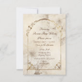 Bruine Monotone en Witte Rozen Gouden Lijst Save The Date (Achterkant)
