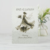 Bruine Monotone Skipping Bruid Trouwdouche Kaart (Staand voorkant)