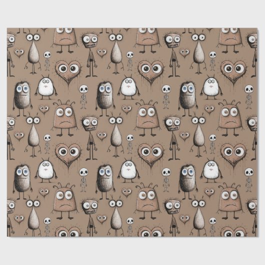 Bruine Monsters Cadeaupapier (Vlak)