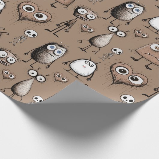 Bruine Monsters Cadeaupapier (Hoek)
