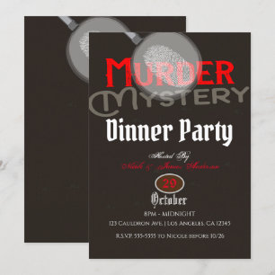 Bruine moordmysterie dinerfeest kaart