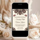  bruine Motif Indian Wedding Invitation Kaart