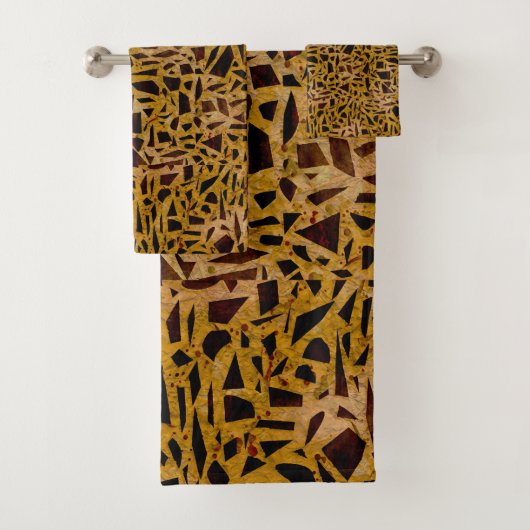Bruine Mozaïek Glas Tegels Moderne Chic Bad Handdoek (Insitu)