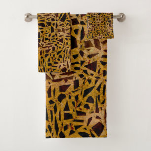 Bruine Mozaïek Glas Tegels Moderne Stijl Bad Handdoek