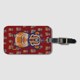 Bruine Muis patroon Gordijn Bagagelabel