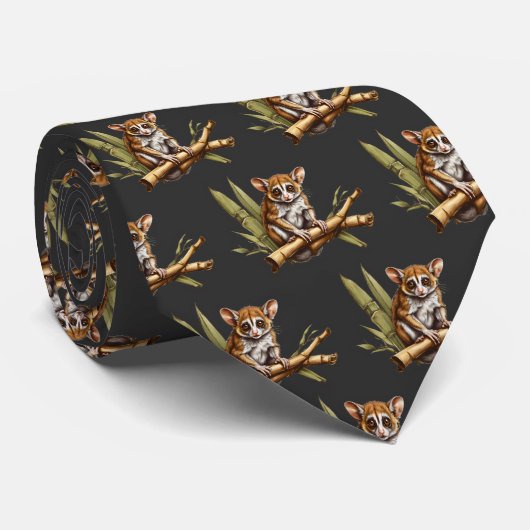 Bruine muizenmaki geobsedeerd stropdas (Opgerold)