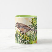 Bruine Mussen Vogelbloemen Art Mok Cup (Midden)