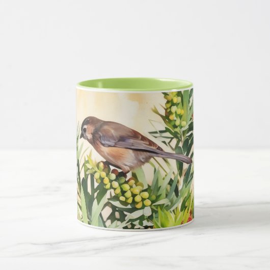 Bruine Mussen Vogelbloemen Art Mok Cup (Midden)