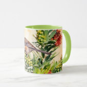 Bruine Mussen Vogelbloemen Art Mok Cup (Voorkant rechts)