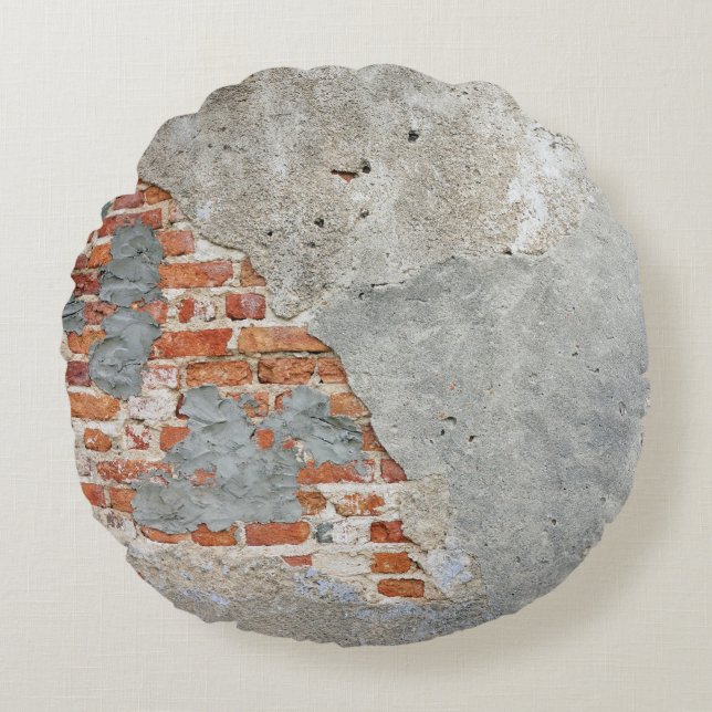 Bruine muur rond kussen (Voorkant)