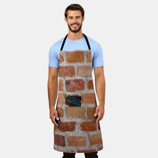 Bruine muur schort (Gedragen)