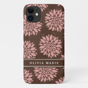 Bruine naam Blush roze bloem patroon Case-Mate iPhone Case