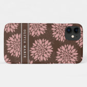 Bruine naam Blush roze bloem patroon Case-Mate iPhone Case (Achterkant (horizontaal))