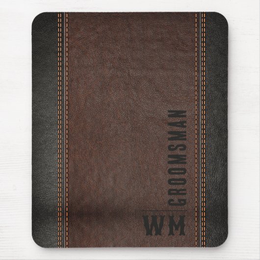 Bruine namaakleren monogram bruidsjonker cadeau muismat (Voorkant)