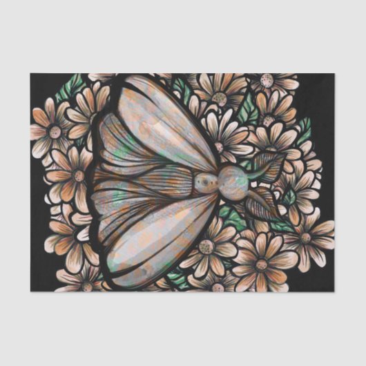  bruine Natuur met bruine grond overvalt Daisies D Tissuepapier (Voorkant)