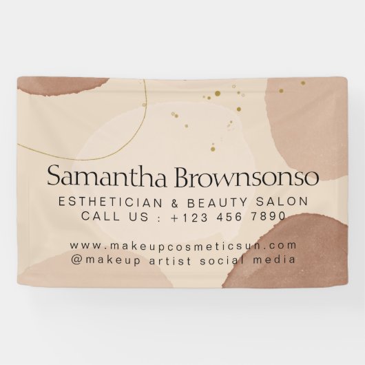 Bruine neutrale aardtoon estheticien spandoek (Horizontaal)