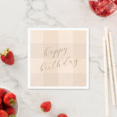 Bruine Neutrale Gingham Script Gelukkig Verjaardag Servet (Insitu)