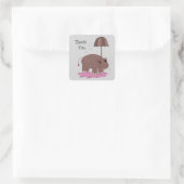 Bruine Nijlpaard Bedankt Vierkante Sticker (Tas)
