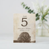  Bruine Oak Tree Fall Trouwtafel Nummer Briefkaart (Staand voorkant)