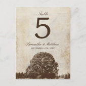  Bruine Oak Tree Fall Trouwtafel Nummer Briefkaart (Voorkant)