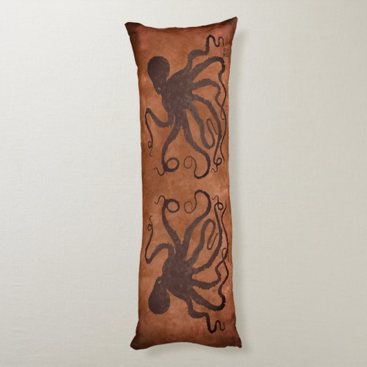 Bruine Octopus op Chocolade - Lichaamskussen (Achterkant (Verticaal))
