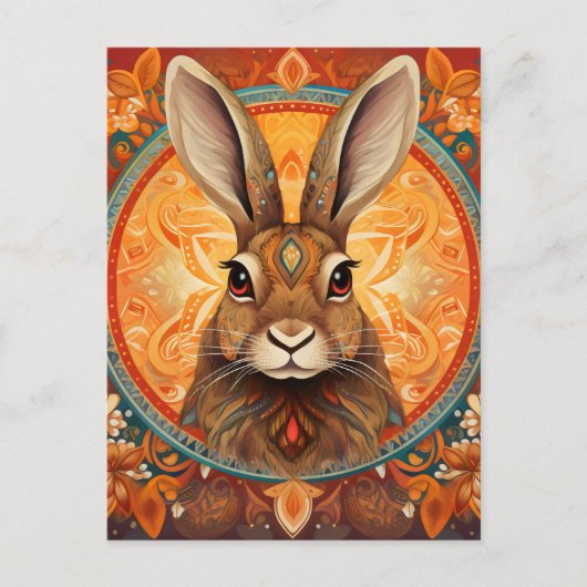 Bruine ogen Solarpunk Bunny Briefkaart (Voorkant)