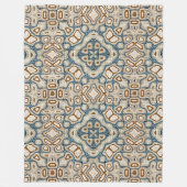 Bruine Oker Blauwgroen Blauwe Hip Tribe Art Fleece Deken (Voorkant)