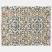 Bruine Oker Blauwgroen Blauwe Hip Tribe Art Fleece Deken (Voorkant (Horizontaal))