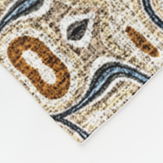 Bruine Oker Blauwgroen Blauwe Hip Tribe Art Fleece Deken (Hoek)