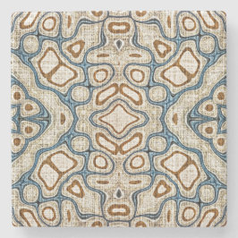 Bruine Oker Blauwgroen Blauwe Hip Tribe Art Stenen Onderzetter