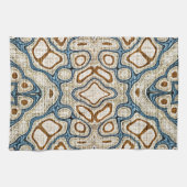 Bruine Oker Blauwgroen Blauwe Hip Tribe Art Theedoek (Horizontaal)