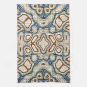 Bruine Oker Blauwgroen Blauwe Hip Tribe Art Theedoek (Verticaal)