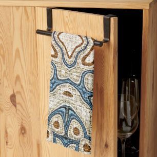 Bruine Oker Blauwgroen Blauwe Hip Tribe Art Theedoek